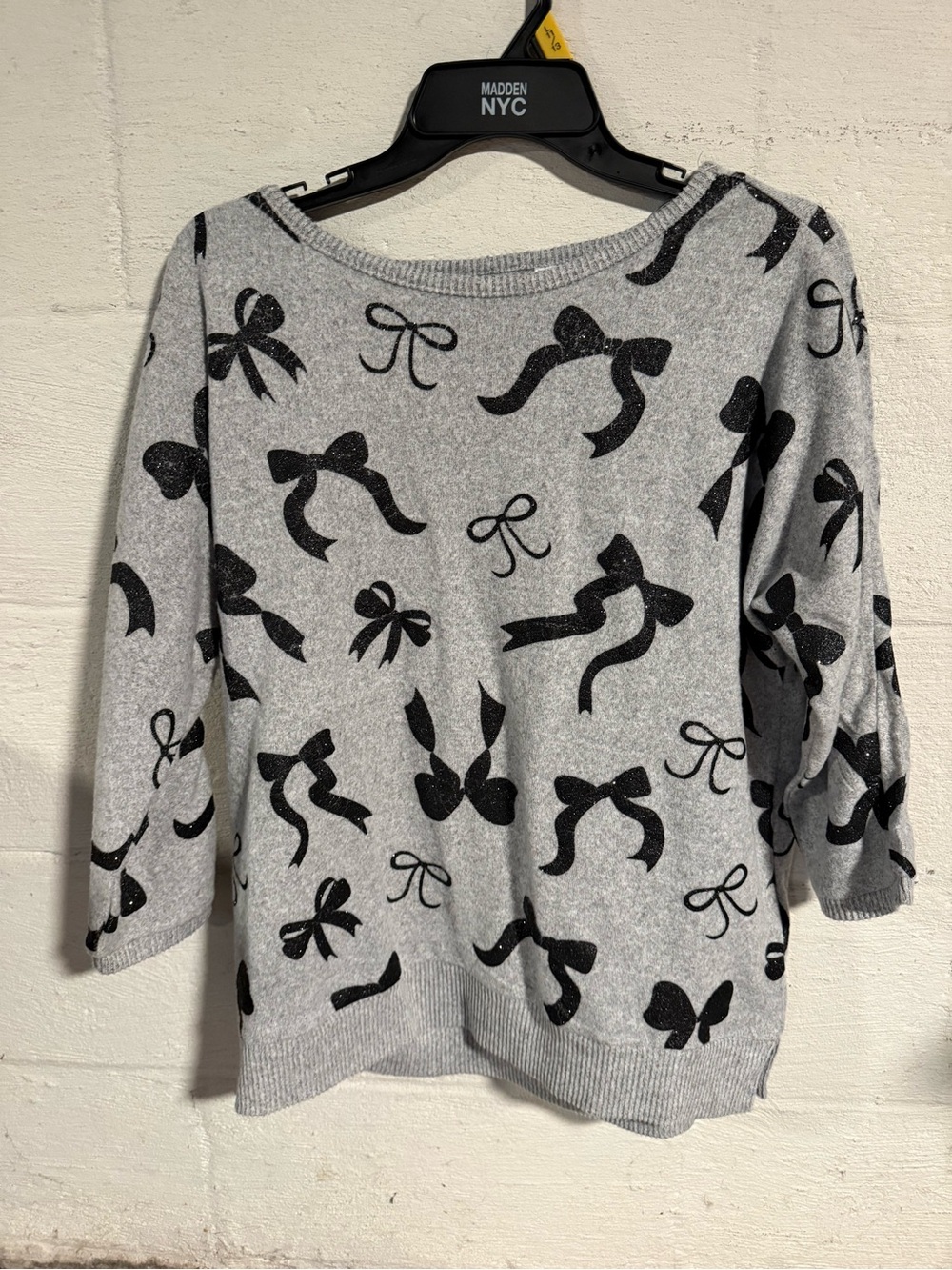 Gray Bow-Print Women's Sweater